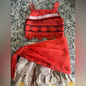 Girls Disney Store Moana Costume Dress Up, Size 4 outfit 9/10 shoes
